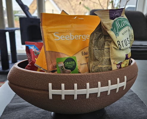 foodbowl football shaped snack bowl by 3dmakeryde household house models american superbowl 3d print model - Mito3D