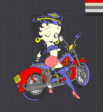 2d betty boop by wizard7741 art girl pinup model 3d print model - Mito3D