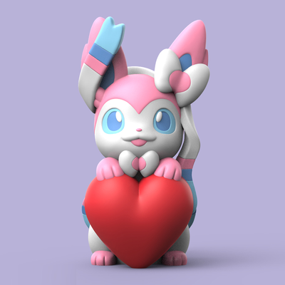 pokemon valentine sylveon no destek by snapprint3d süper çılgın baskılar oyuncaklar oyunlar karakterler eevee eeveelution sevgili aşk kalp pikaçu gengar bulbasaur sincap charmander 3d print model - Mito3D