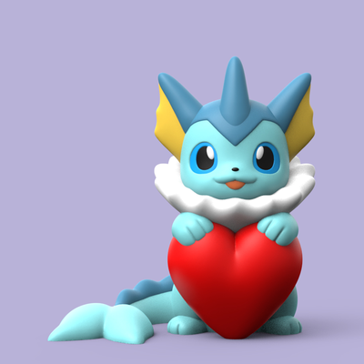 pokemon valentine vaporeon no destek by snapprint3d süper çılgın baskılar oyuncaklar oyunlar karakterler sevgili kalp aşk pikaçu bulbasaur eevee eeveelution charmander gengar 3d print model - Mito3D