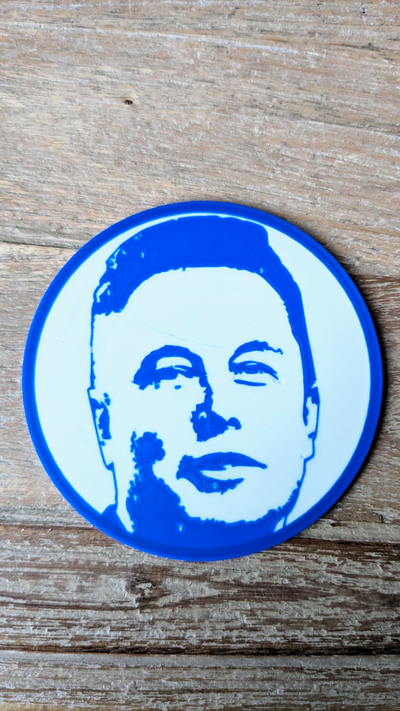 elon musk coaster by virtualeech art coin & badges elonmusk 3d print model - Mito3D