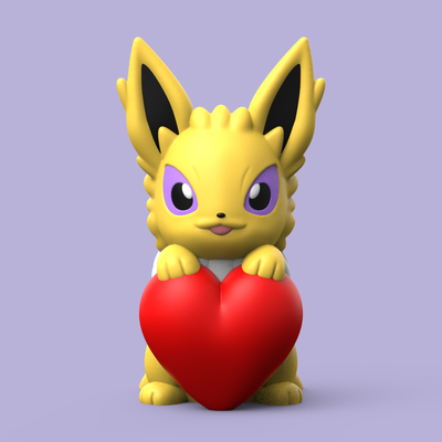 pokemon valentine jolteon suporte by snapprint3d estampas supercrazy brinquedos jogos personagens pokémon namorados coração amar pikachu charmander bulbasauro gengar eevee revelação 3d print model - Mito3D