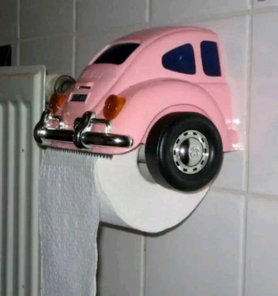 volkswagen toilet paper holder by 3dxav household house models bath bathroom bano vocho toiletpaper decpr decor bocho auto car race cutter papel wheels papelhigienico higienico hogar home shower 3d print model - Mito3D