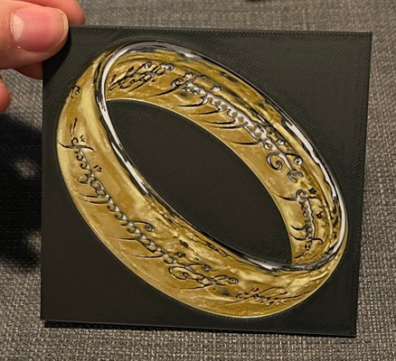 1 anel dual impressão litofano forja chapéus by cianeto açúcar arte modelos retroiluminado lotr senhor anéis theonering 3d print model - Mito3D