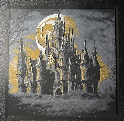 spooky castle - hueforge print by cyanidesugar art models halloween thingiverse moonlight 3d print model - Mito3D