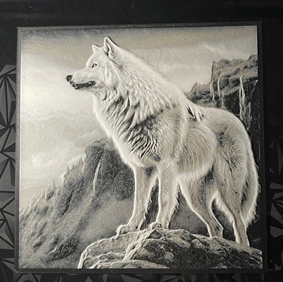 white wolf - hueforge print by cyanidesugar art models whitewolf filamentpainting realism 3d print model - Mito3D