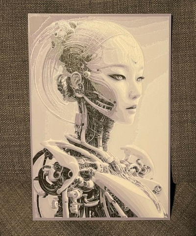 ciborgue menina forja chapéus impressão by cianeto açúcar arte modelos robô cyberpunk thingiverse camadas misturando pintura filamento 3d print model - Mito3D