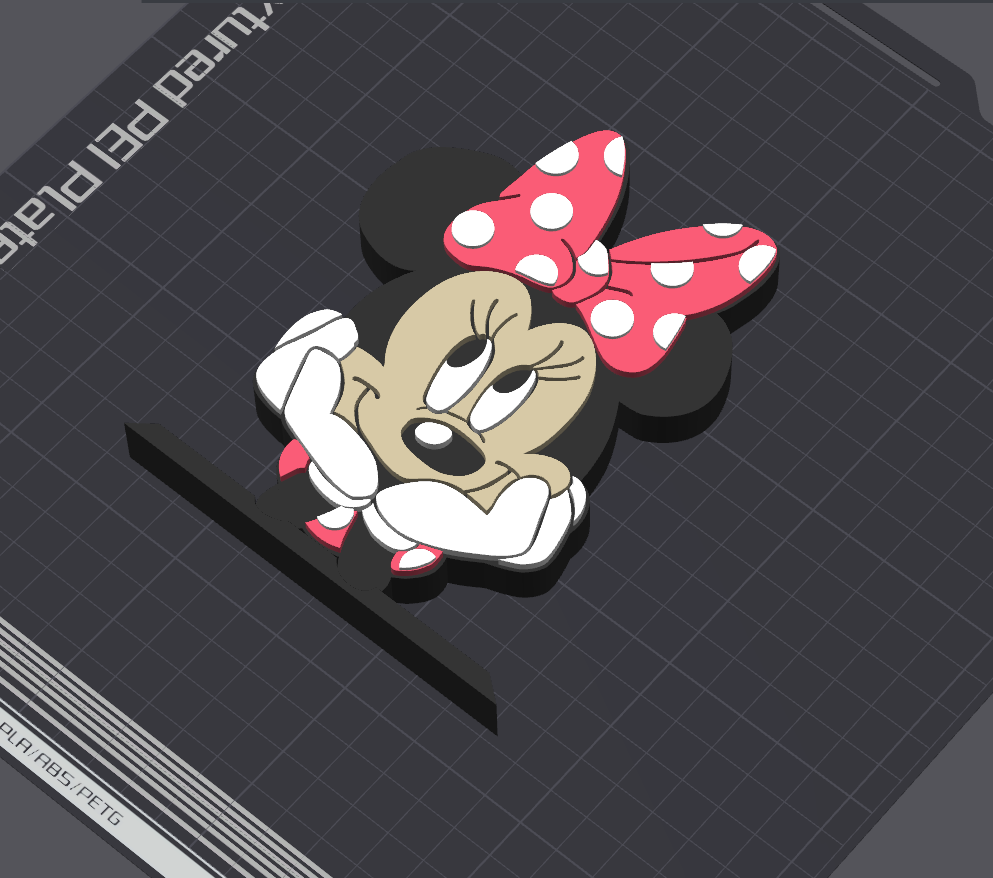 minnie souris table supporter by 5kyrunn3r art sculptures mickey disney disneyland donald canard maladroit ams prêt logo signe micky maus 3D print model - Mito3D