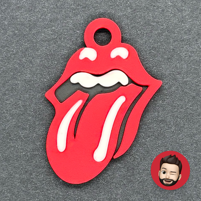 bands rolling stones logo keychain by nicodeimos art coin & badges band ring rings rock pop key keyring tongue funny original music ear ears earring earrings magnet magnets 3d print model - Mito3D