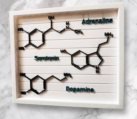 adrenalina serotonina dopamina vivo risa amor firmar by geddesworks arte modelos ciencias químico pared gracioso broma decoración decoracion enmarcado colgando divertido educación molécula química 3d print model - Mito3D