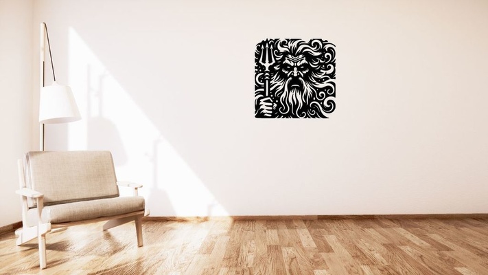 poseidon wall decoration by kutnohormac art 2d 2dart 2dwallart 3dart 3dwallart bedroom decor home homedecor livingroom minimalist minimalistic wallart wallmount 3d print model - Mito3D