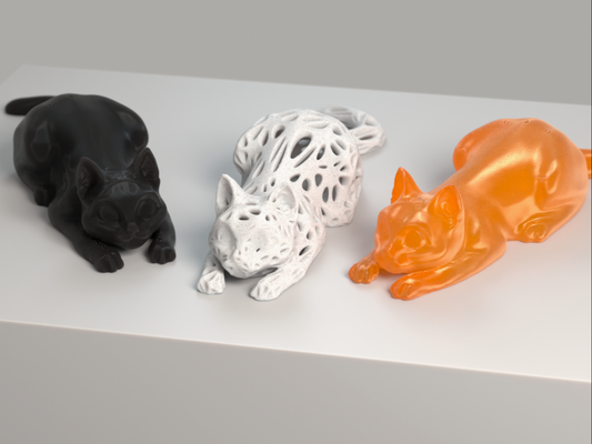 gato deitado furia pronto to atacar by coletor cérebros miniaturas animais kot fofa presente escultura animal voronoi felino mentindo 3d print model - Mito3D