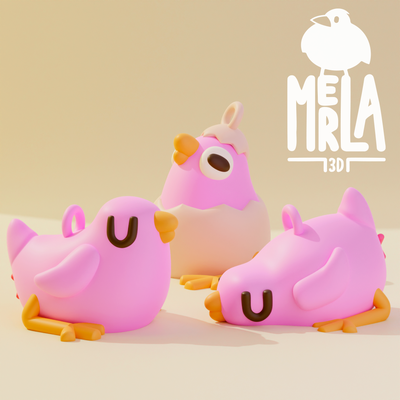 baby chicks keychain by merla3d fashion models chick chicken cute multicolor ams adorable kawaii children child 3d print model - Mito3D