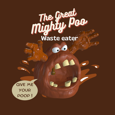 großartig mächtig poo abfall poop esser by forest87 3d drucker zubehör abfalleimer box conker sabine sabine monster boss videospiel retrogame n64 xbox nerd geek nintendo selten 3d print model - Mito3D