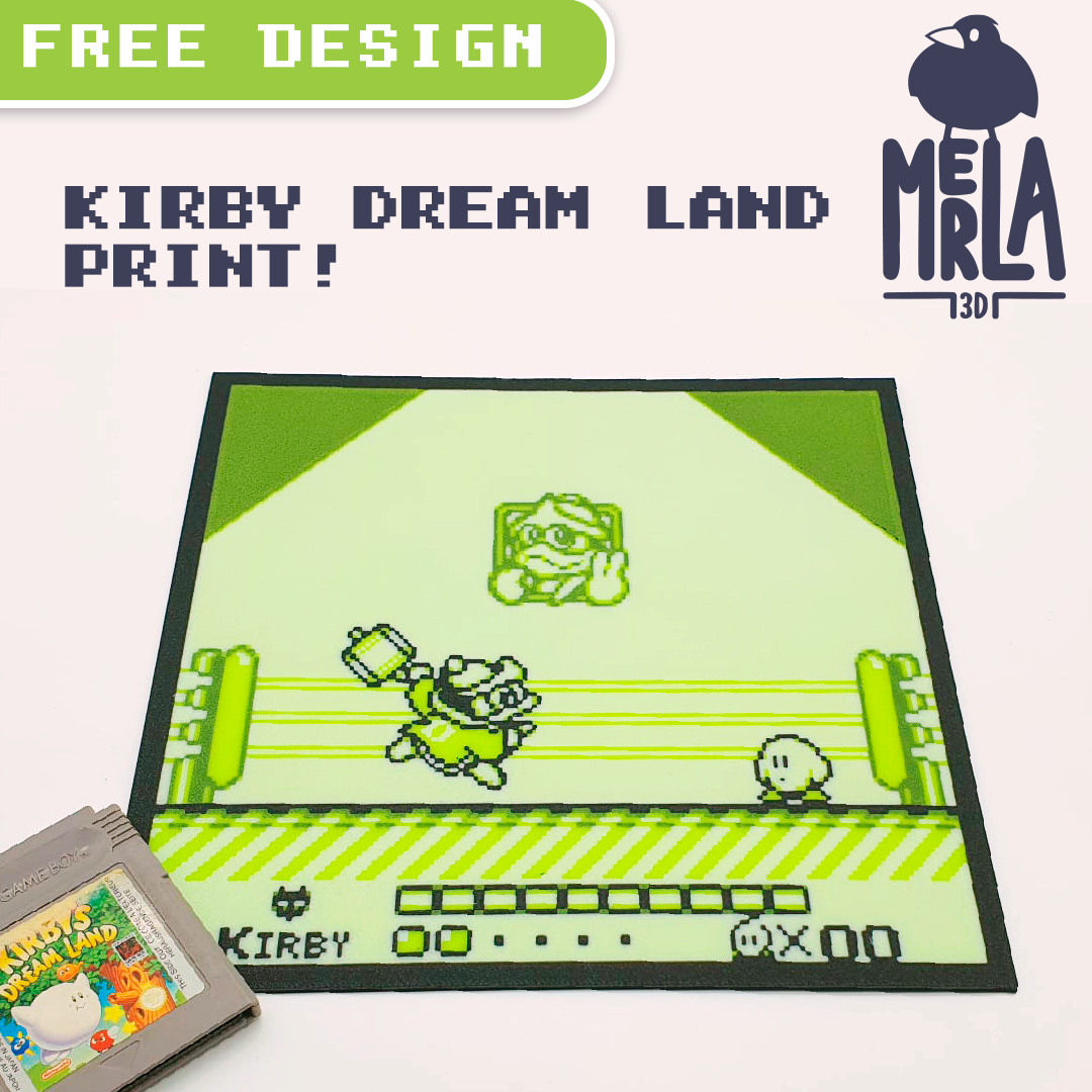 kirby dream land print frames - 3 colors multicolor by merla3d art 2d dreamland retro gameboy nintendo geek frame portrait retrogaming ams original 3D print model - Mito3D