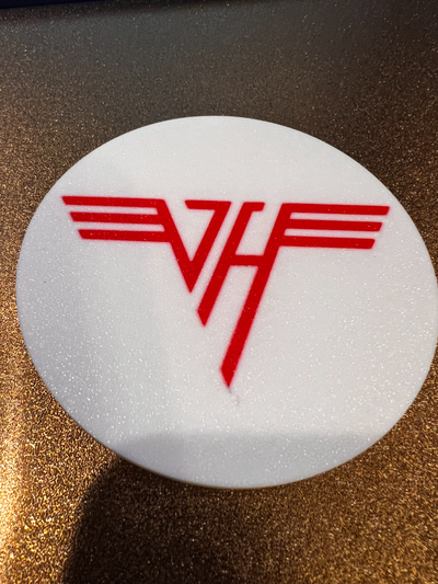 van hallen coaster by 3dprintrn art 2d roche bande eddie rouge blanc 3d print model - Mito3D