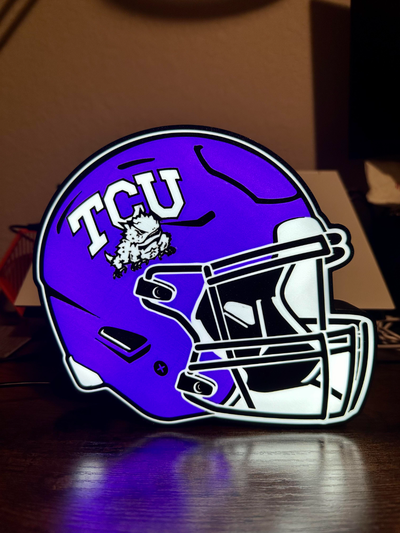 tcu lightbox by geek genio collettivo arte segni loghi università casco luce scatola guidato lampada regalo calcio piede palla squadra squadre punto punteggi sport gli giocare playoff 3d print model - Mito3D