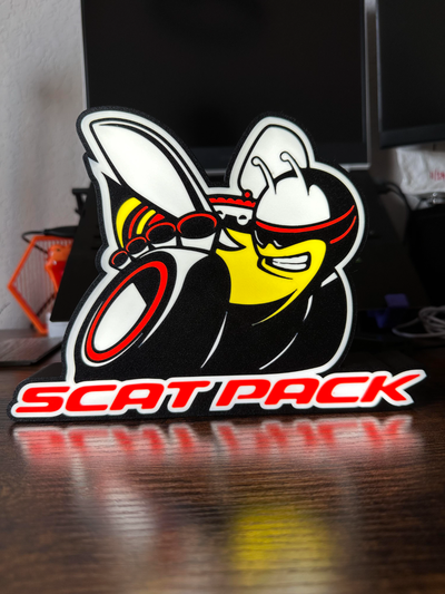 scat pack lightbox by geek genius collective art signs & logos scatpack dodge charger challenger srt hellcat demon car fast power 392 bee race racing 3d print model - Mito3D