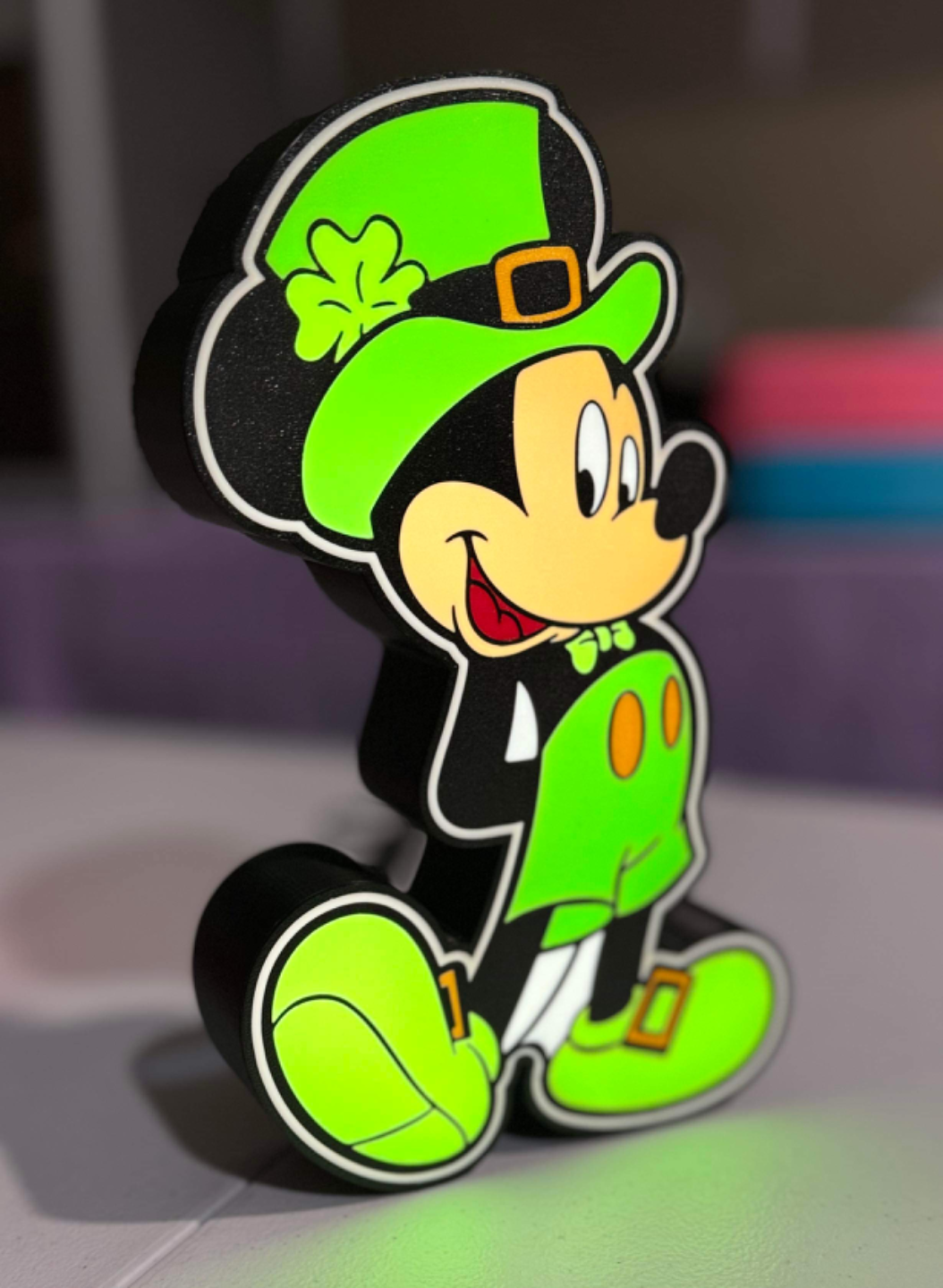 mickey mouse st patrick's day light box by marky3d art signs & logos mickeymouse disney patricks irish leprechaun luck lucky 3D print model - Mito3D