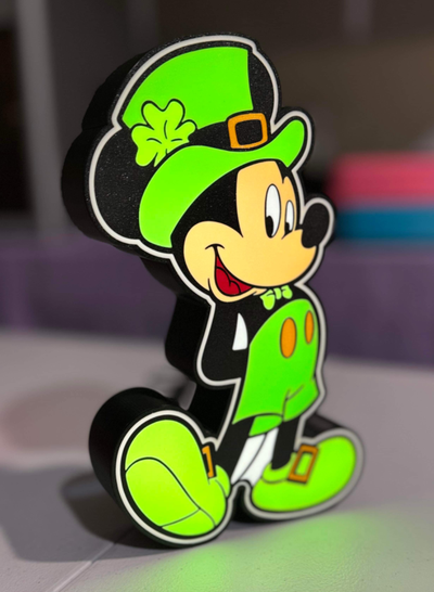 mickey rato st patrick's luz caixa by marky3d arte sinais logotipos mickey mouse disney patricks irlandês duende sorte 3d print model - Mito3D