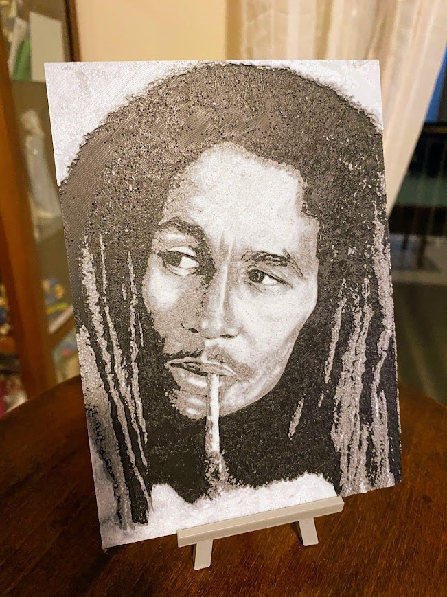 bob marley by elio196721 art 2d hueforge 2dart face cannabis 3D print model - Mito3D