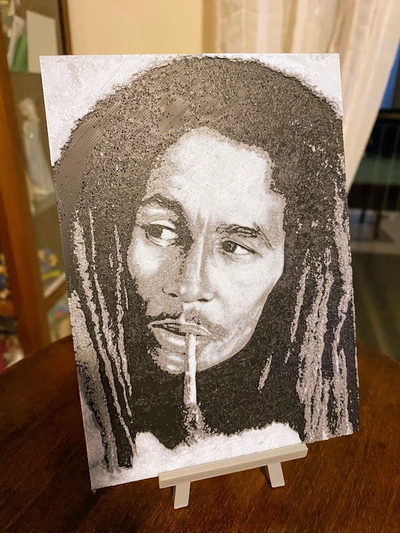 bob marley by elio196721 art 2d forge chapeaux 2dart visage cannabis 3d print model - Mito3D