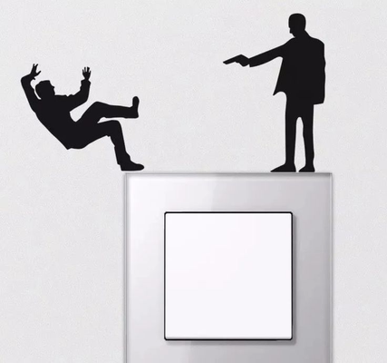 light switch decor - man falling by maegu art 2d swtich wall 3d print model - Mito3D