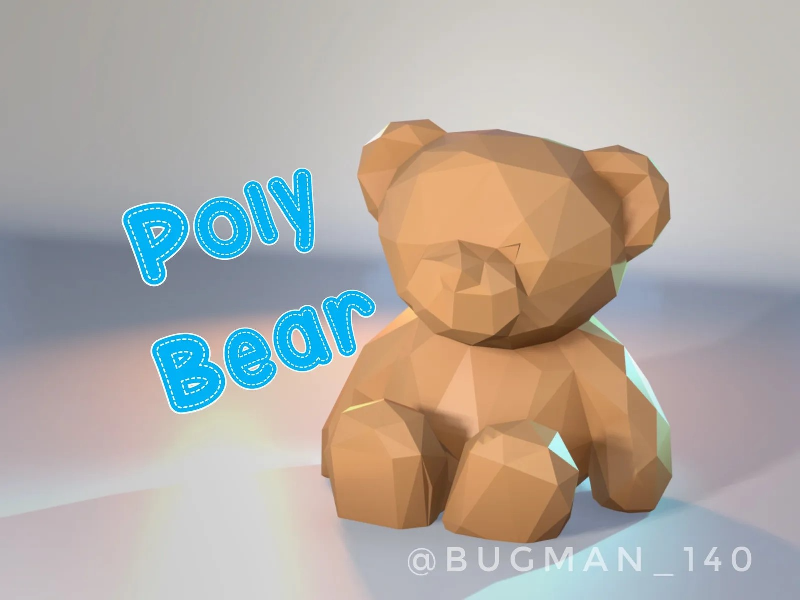 poli orso by bugman 140 arte sculture lowpoly poligono carina amico orsacchiotto peluche 3D print model - Mito3D