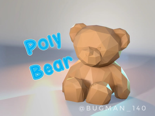 poli orso by bugman 140 arte sculture lowpoly poligono carina amico orsacchiotto peluche 3d print model - Mito3D