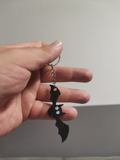 bat multicolor keychain by bt3d printing art signs & logos halloween spooky 3d print model - Mito3D