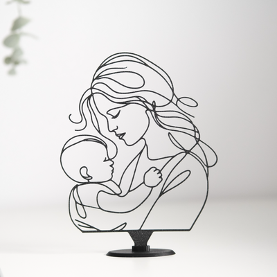 mother child statuette by janis bo art sculptures mother's day birth love statue sculpture parent parental mothership gift son daughter family mothersdaygift mothersdaystatue valentiensday 3d print model - Mito3D