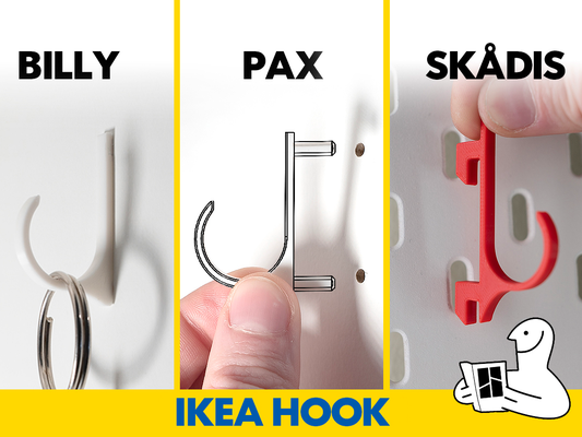 ikea hook billy pax & skadis by tweak c ad tools organizers print in place no support key holder hanger hangerhook necklace fast 3d print model - Mito3D