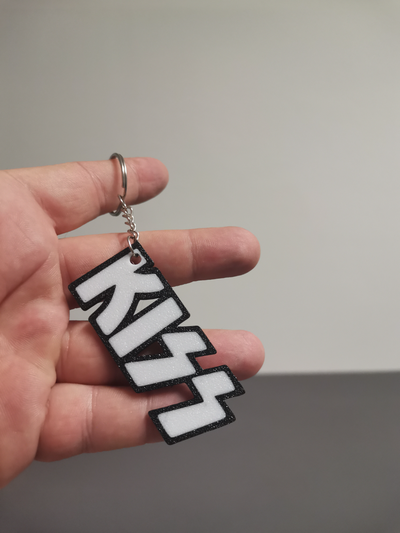 kiss logo multicolor keychain by bt3d printing art signs & logos keychains band 3d print model - Mito3D