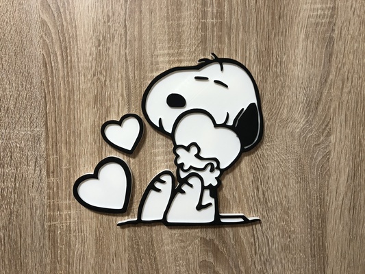 snoopy hearts decoration by el k a art signs & logos wall door 3d print model - Mito3D