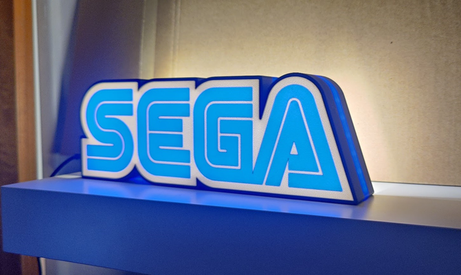 sega logo boite lumière by kf dessins ménage décor boîte veilleuse nuit arcade 3d print model - Mito3D