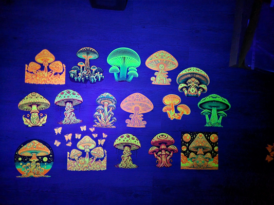 neon uv hueforge fantasy creatures plants - set1 by krosstoph generative 3d model & lithophane mushroom dwarf gnome butterfly goblin unicorn bee scarab bug decoration 3d print model - Mito3D