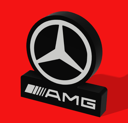 mercedes amg led boite lumière by lldj3d art panneaux logos déco décoration signe logo voiture mercedesamg lampe 3d print model - Mito3D