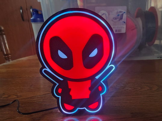 deadpool ışık kutu by sean 39 ın çılgın gümrük sanat işaretler logolar ölü havuz hafif kutu gece lambası 3d print model - Mito3D