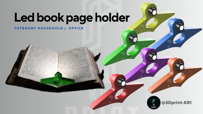 led book holder by 3dprint-k81 household office accessories contest gadget read reading accessory books ledlight cool design 3d print model - Mito3D