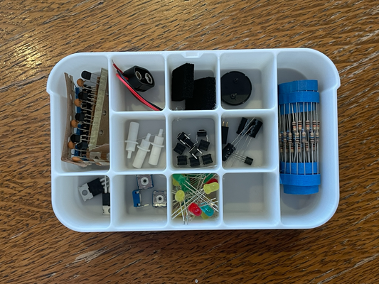 compartment box lid remixed by timothyst tools organizers organizer sectioned small practical desk schachtel kiste deckel klein unterteilungen unterteilt segment electronic component arduino starter kit resistor 3d print model - Mito3D