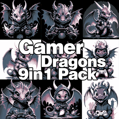 art gamer dragons 9 in 1 card pack 2d by statusd112 generative 3d model hueforge & lithophane dragon 2024 hue forge cards collectors item filament painting artwork picture 3d print model - Mito3D