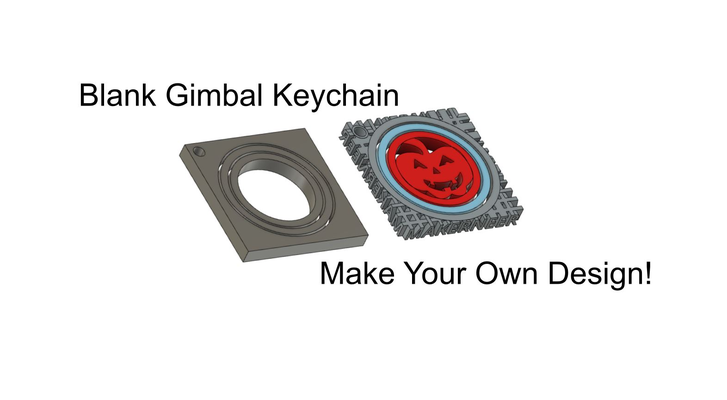 gimbal keychain blank - own design by makerneer art coin & badges diy 3d print model - Mito3D