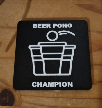 beer pong champion coaster - funny by vigo 3d household decor 3d print model - Mito3D