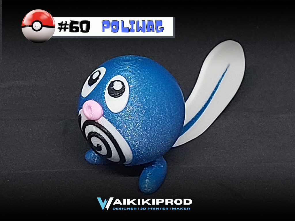 poliwag pokemon 60 by waikikiprod oyuncaklar oyunlar karakterler ptitard sanat fanart hayran poliwhirl şirin heykel göçebe heykeltıraş oyuncak oyun karakter küçük poliwrath pokemon figürü figürleri 3D print model - Mito3D