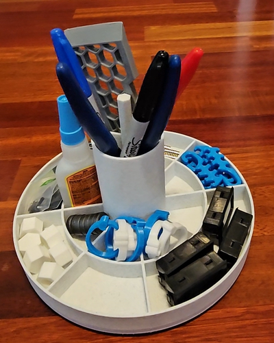 parts carousel rotates on bearings 3d printed by mikegtp printer accessories bearing bambu caddy rotating bin storage 3d print model - Mito3D