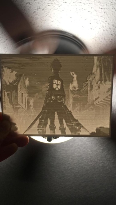 attack on titan shingeki no kyojin - lithophane night light nightlight by neocrisis art 2d 3d print model - Mito3D