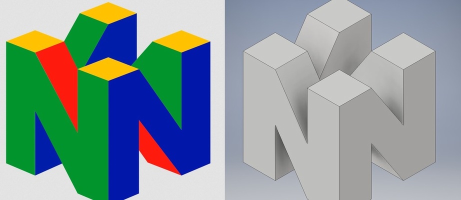 3d n64 logo by neocrisi arte segni loghi 3d print model - Mito3D