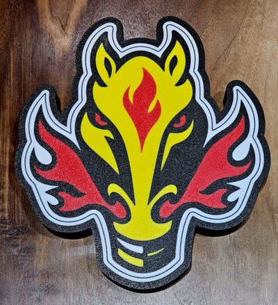 explosif calgary flammes 3rd logo by alphadeltawoodworking art panneaux logos hockey boite lumière lnh 3d print model - Mito3D