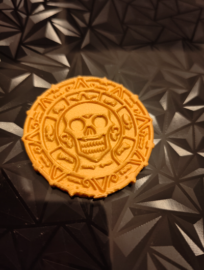 amaldiçoado ouro moeda compartilhado by jimmy bandell arte distintivos pirata 3d print model - Mito3D