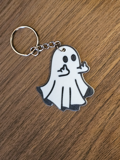 fu ghost keychain - halloween 2023 by we3d models household festivities halloweendecor halloweendecoration halloweenjewelry spooky spookyhalloween holiday keychains keyring fun funny multicolor multi colour color seasonal fall novelty 3d print model - Mito3D